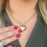 Gold heart beaded necklace