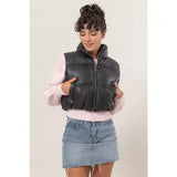 Pleather Crop Puffer
