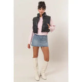 Pleather Crop Puffer