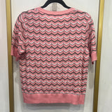 Pink Chevron Knit Sweater