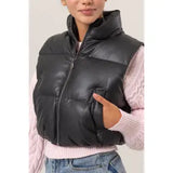Pleather Crop Puffer