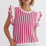 Striped Hot Pink Knit Top