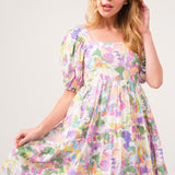 Floral Puff Sleeve Mini Dress