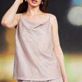 Lurex Cowl Neck Cami Top