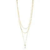 Gold Chain and Crystal Layered Necklace