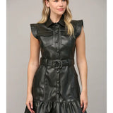 Leather Button Down Dress