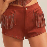 Suede Fringe Shorts