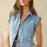 Ruffle Demin Vest