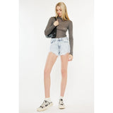High Rise Fray Hem Shorts