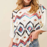 Aztec Sequin Top