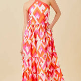 Geometric Pattern Maxi Dress