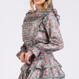 Woven Long Sleeve Ruffle Top/Skort Set
