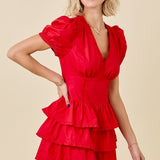 Red Poplin Mini Romper