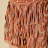 Western Rhinestone Trim Suede Shorts