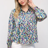 Navy Abstract Button Down