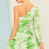 Tropical Ruffle Mini Dress