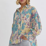 Floral Collared Button Up Top