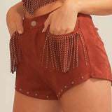 Suede Fringe Shorts