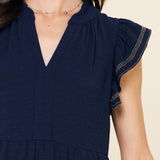 Contrast Stitch Tiered Babydoll Dress