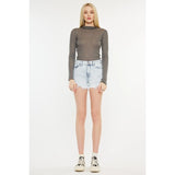 High Rise Fray Hem Shorts