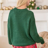 Green Sweater with Plaid Bow