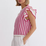 Striped Hot Pink Knit Top