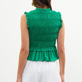 POPLIN SMOCKING PEPLUM TOP