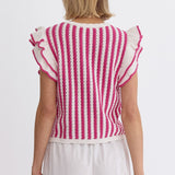 Striped Hot Pink Knit Top