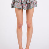 Woven Long Sleeve Ruffle Top/Skort Set