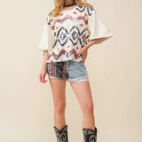 Aztec Sequin Top
