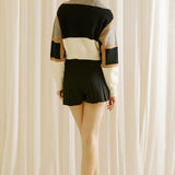 COLOR BLOCK ZIP SWEATER