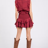 Gauze Pleated Ruffle Romper