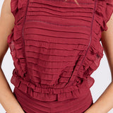 Gauze Pleated Ruffle Romper