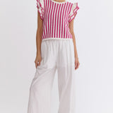Striped Hot Pink Knit Top