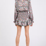 Woven Long Sleeve Ruffle Top/Skort Set