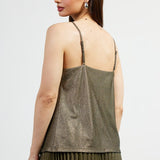 Lurex Cowl Neck Cami Top