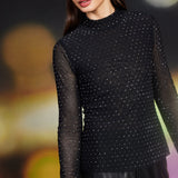 Crystal Mock Neck Top