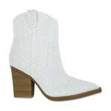 White Beaded Cowgirl Bootie