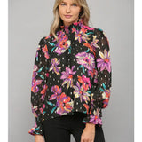 HIGH NECK FOIL BLOUSE