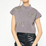 GRAY LEOPARD MOCK