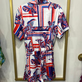 Abstract Print Side Tie Romper