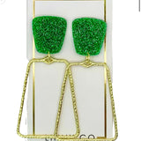 GREEN GLITTER EARRING