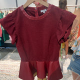 LEATHER PEPLUM TOP