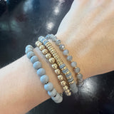Gold and Grey Beaded Bracelet Set