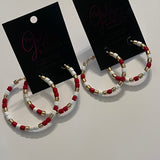 Red & White Beaded Hoop
