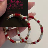 Red & White Beaded Hoop