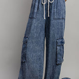 Cargo Denim Wide Pants