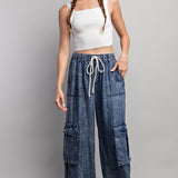 Cargo Denim Wide Pants