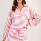 Striped Drawstring Mini Skort Set