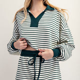 Striped Drawstring Mini Skort Set